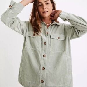 Madewell Light Sage Corduroy Yorkway Shirt/Jacket